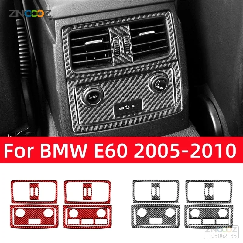 

For BMW 5 Series E60 2004-2010 Car Accessories Carbon Fiber Interior Car Rear Exhaust Vent Panel Trim Frame Cover Decor Stickers