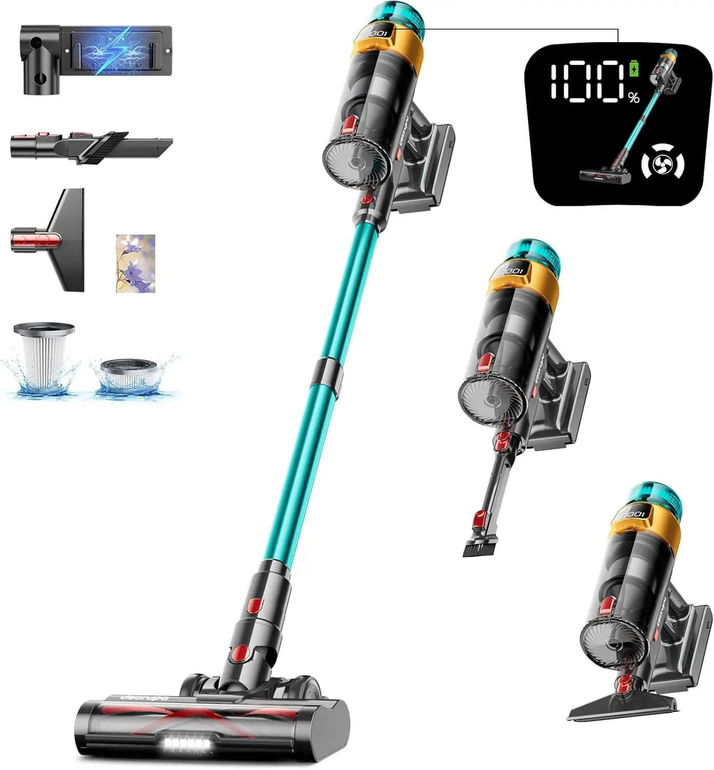 550W 45KPA 70Mins Vacuum Cleaners for Home, Stick Vacuum with Charging Dock Station, Anti-tangle Wireless Vacuum, Rechargeable C