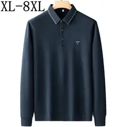 8XL 7XL 6XL 2023 New Autumn High End Luxury Shirts For Men Brand Clothing Long Sleeve Lapel Mens Polo Shirt Loose polos homme