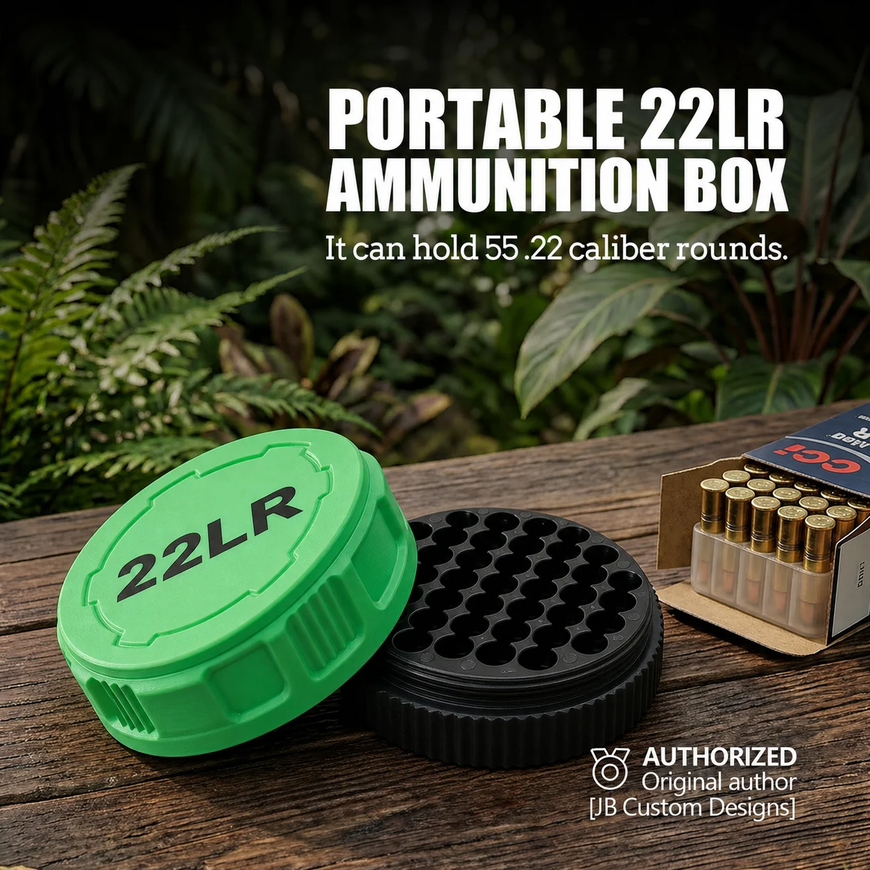 Un étui de rangement compact capable de contenir 55 cartouches .22LR – pratique pour le transport vers le stand de tir.