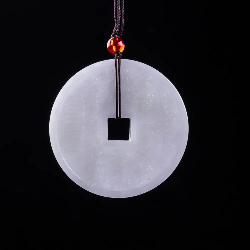 

Natural Burmese Jadeite Coin Pendant Necklace Charm Luxury Talismans Designer Real Jade Accessories Vintage Gifts for Women