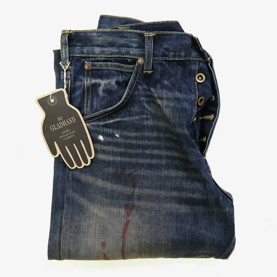 بقع طلاء ثقيلة محدودة من GLAD HAND، جينز عتيق من قماش الدنيم