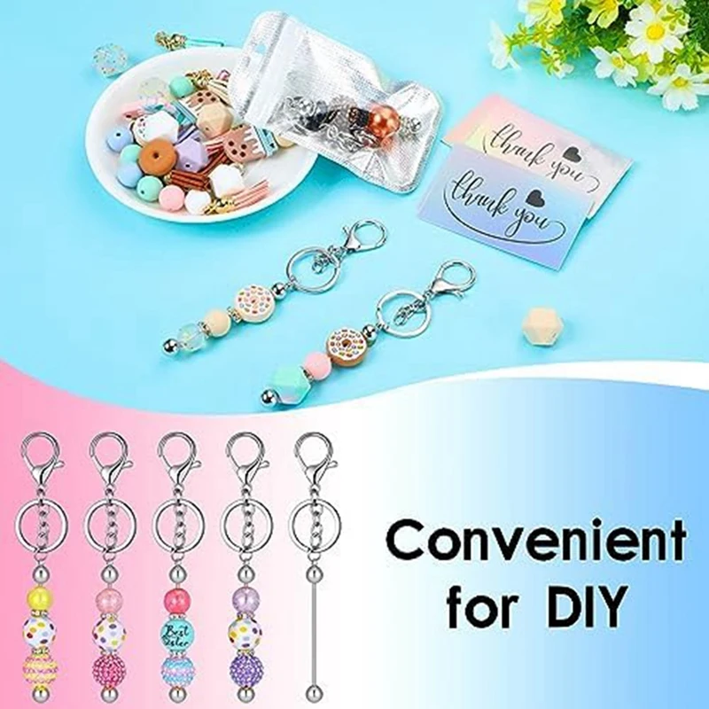 DIY Keychain Beadable Keychain Bar Resealable Bags For DIY Craft Keychain Projects Pendant Gift