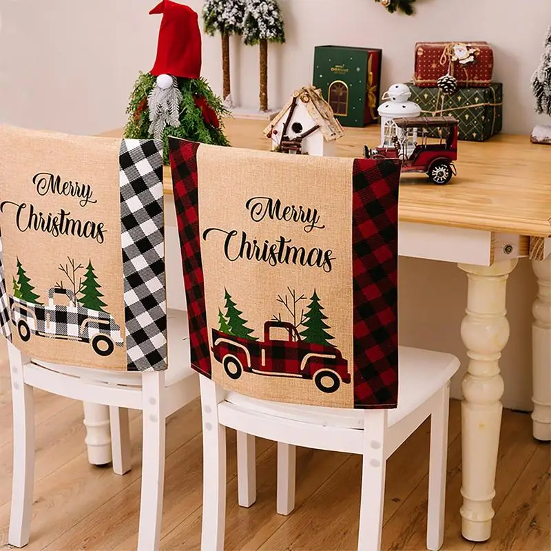 Christmas Chair Covers Alphabet Soft Fabric Festival Dining Chair Back Covers For Home Restaurant Printed Chair Protective Cover