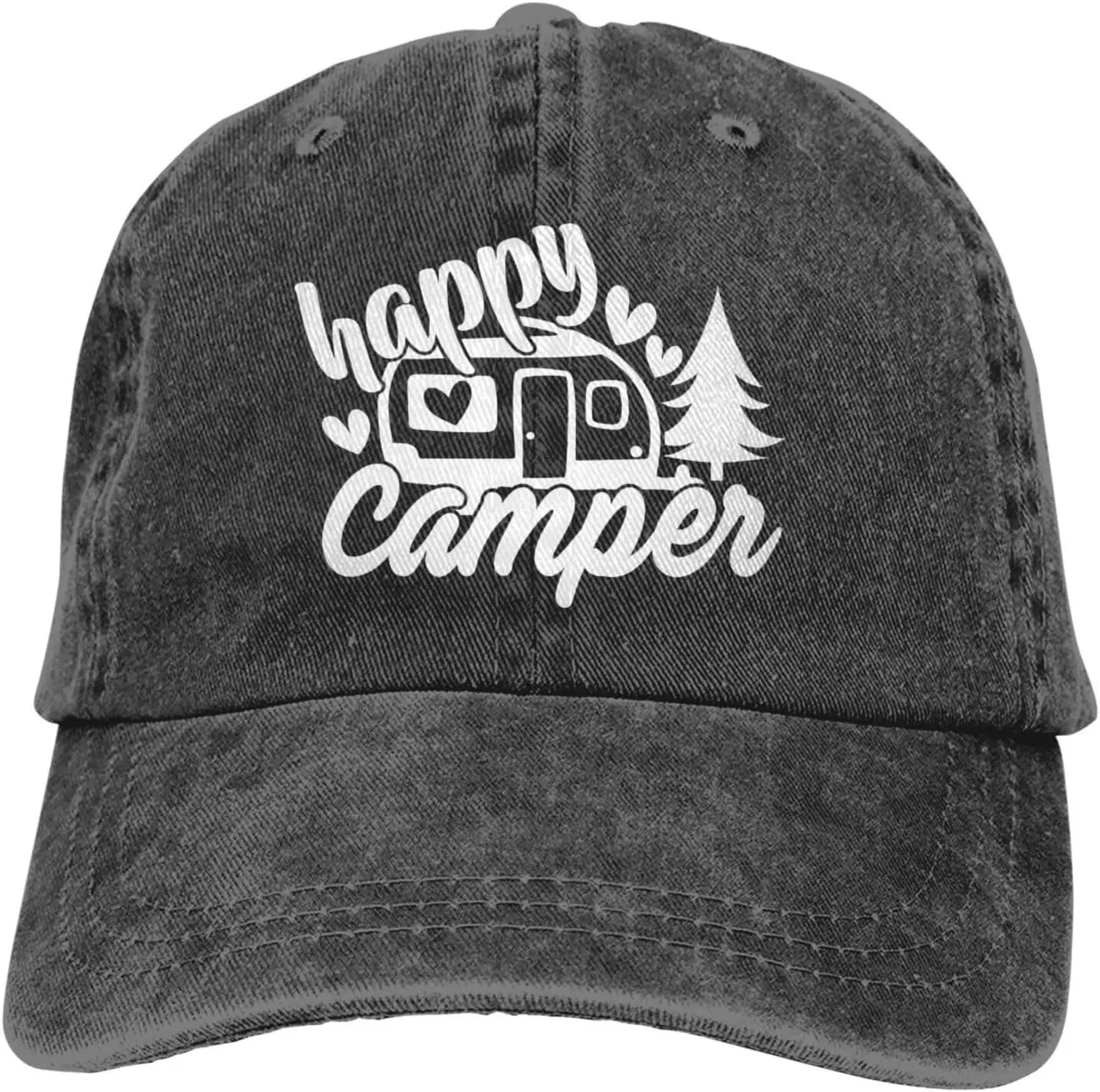 

Happy Camping Vintage Baseball Cap Adjustable Classic Low Profile Washed Denim Dad Hat for Women Men for Picnic Hiking