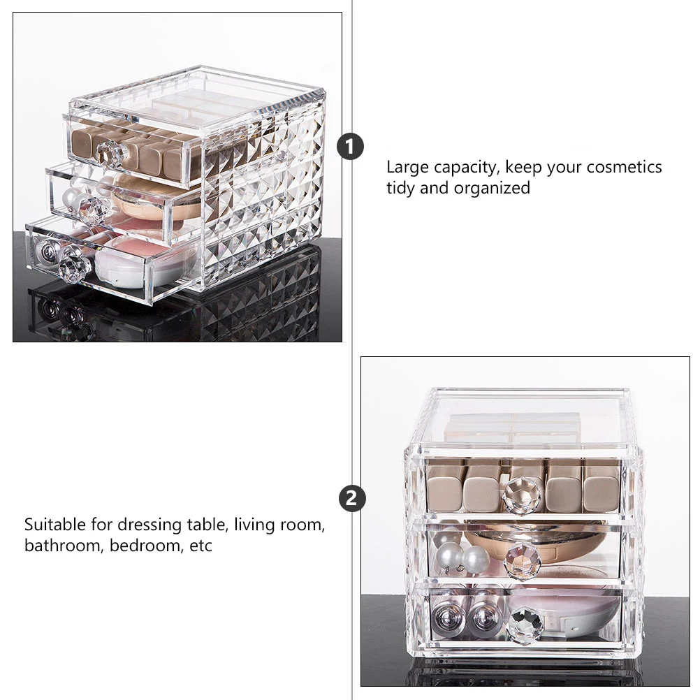 

Acrylic Storage Box Large Capacity Makeup Organizer Transparent Drawer For Bathroom Bedroom Desktop Jewelry