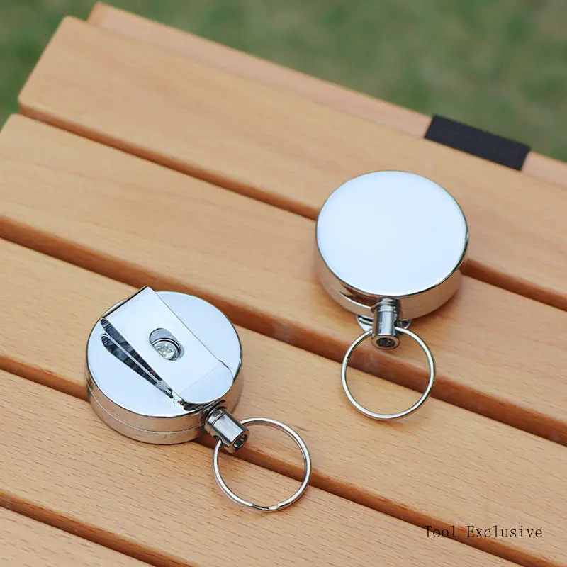 1/2/4PCS Key Chain 60/70cm Retractable Keyring Metal Wire Keychain Clip Pull Recoil Sporty Outdoor Camping Metal Pull Key Rings