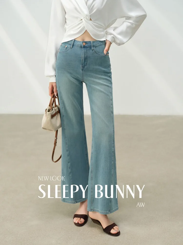 

Vintage Washed Blue Jeans High Waist Flare Pants Slim Bootcut Denim Women American Retro Casual Autumn Fashion Streetwear 2025