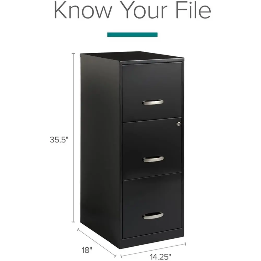 3 Drawer Letter File Cabinet Black Metal Storage Office Home Legal Document Organizer, Customized