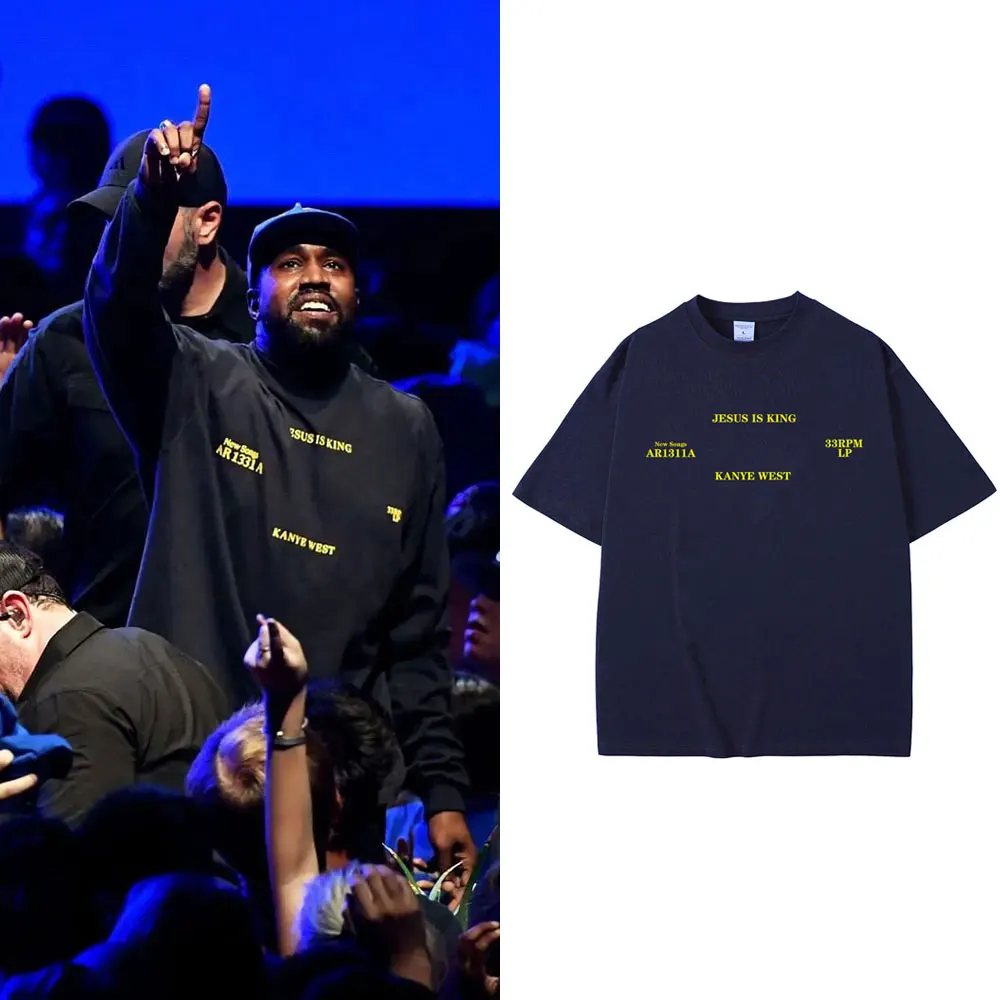 

Rapper Kanye West Jesus Is King Same Style Print Tshirt Men Hip Hop Oversized Short Sleeve T-shirts Men's Cotton Tees Streetwear