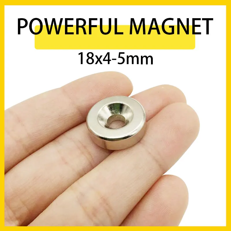 

5~50PCS 18x4-5mm Round Neodymium Magnets 18mm x 4mm Hole 5mm Strong Permanent Rare Earth Magnet Permanent Magnetic imanes Disc