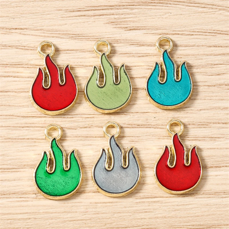 10pcs 10x16mm Cute Colorful Enamel Flame Charms Pendants for Making Drop Earrings Necklaces Bracelet DIY Crafts Jewelry Findings