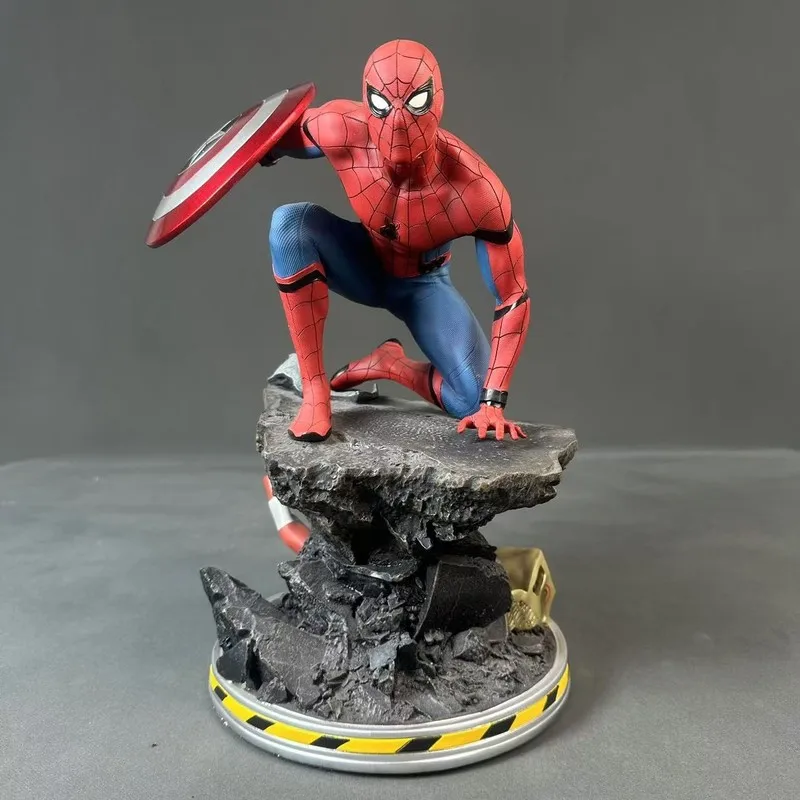 

Spider Man Action Figure Iron Man Mk6 Captain America Shield Figure Statue Gk Resin Creative Collectible Souvenir Gift For Fans
