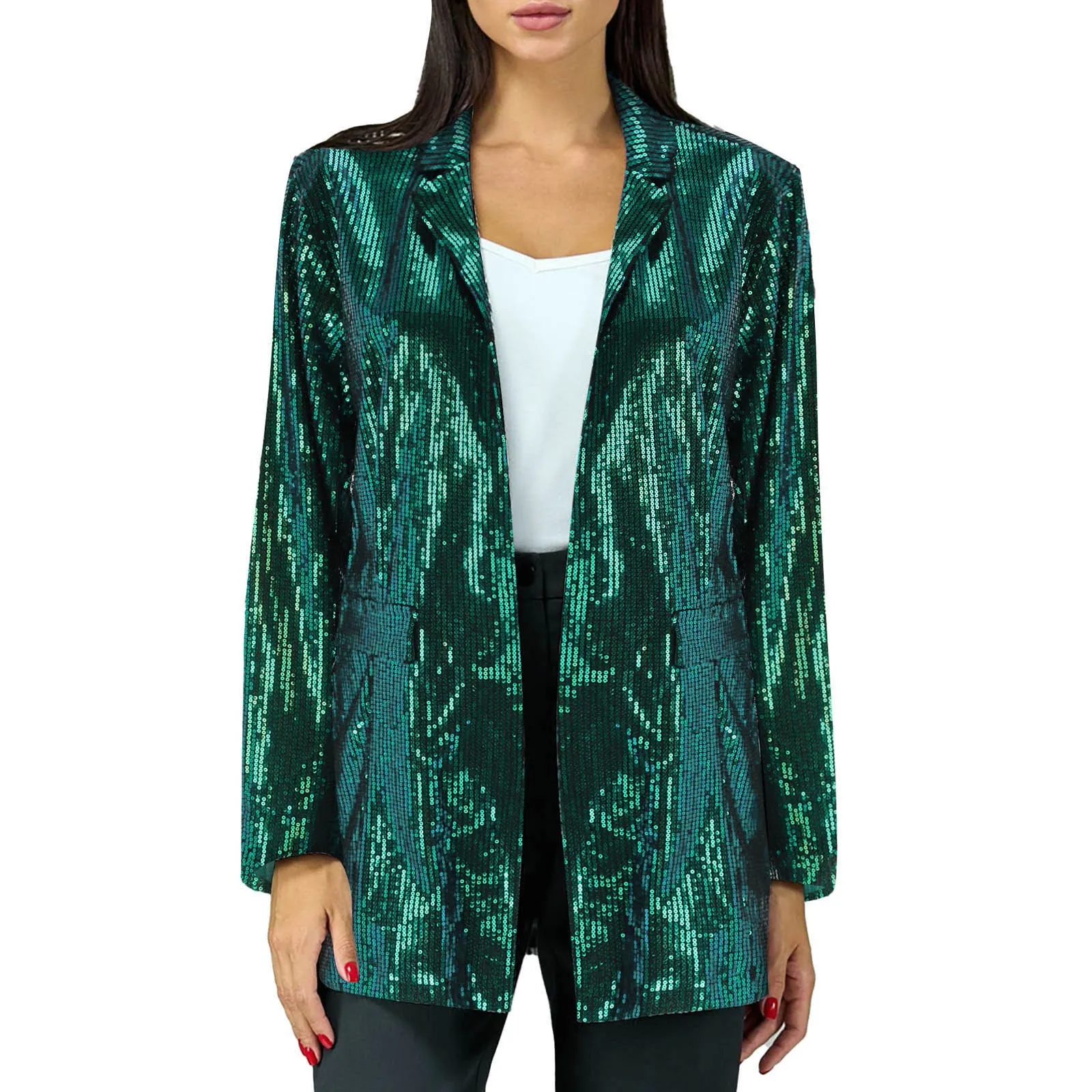 New Sequin Blazer Coat Women Fashion Gold Sliver Green Carnival Party Jacket Woman Popular Glitter Singer Dancer Club Wear