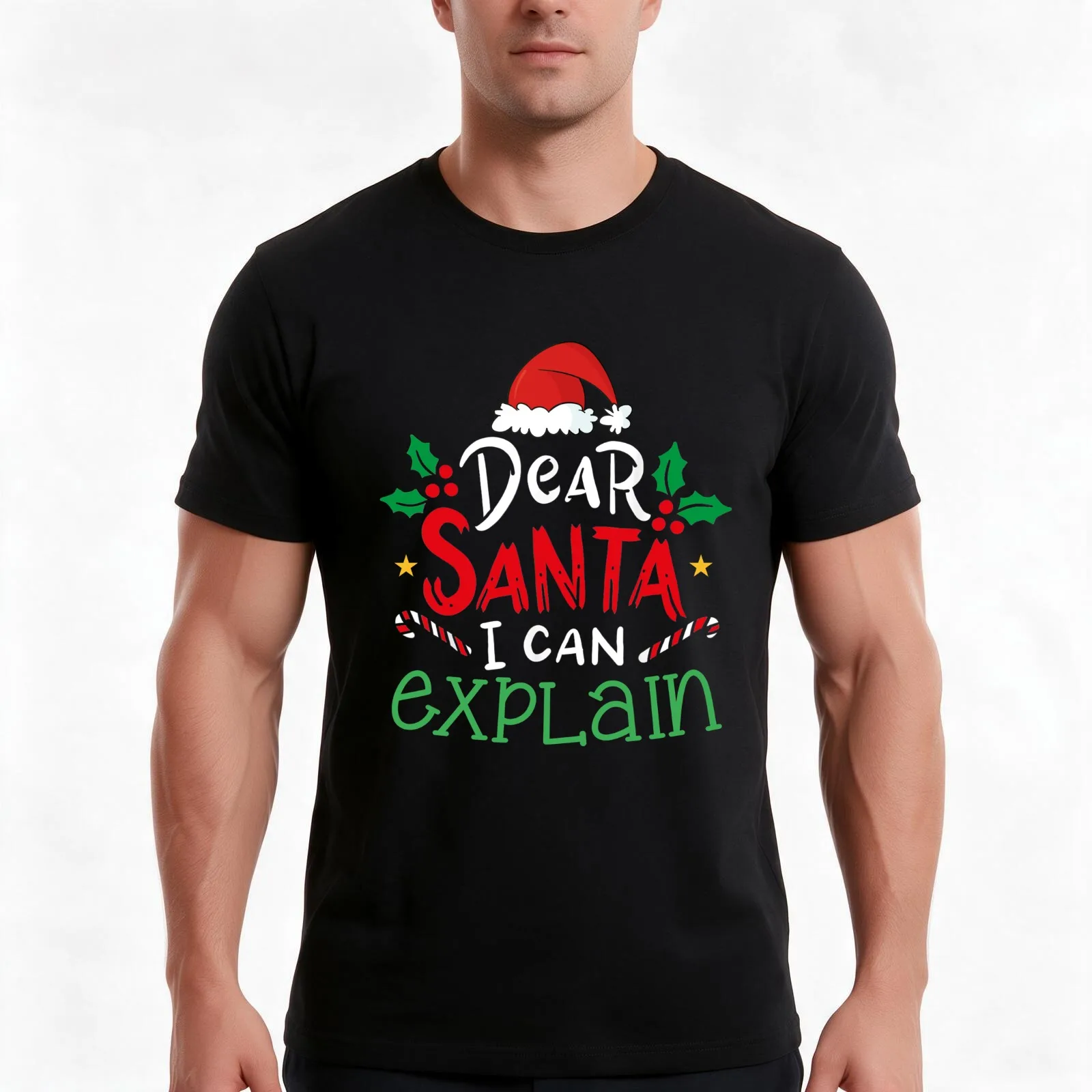 Dear Santa I Can Explain Funny Xmas For Christmas T-Shirt, Summer Casual Cotton Tee, Oversized Streetwear Tops, Unisex Men Women
