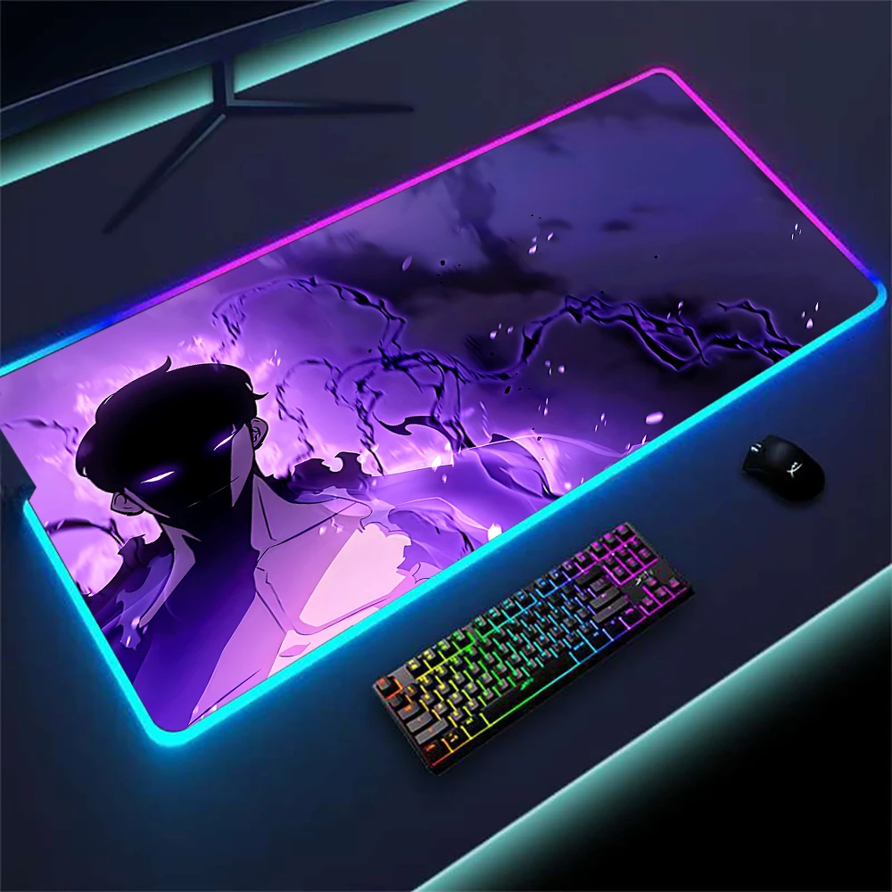 

Solo Leveling Mousepad Gaming Mause Pad Rgb Led Lights Anime Custom Playmat Gamer Accessories 1200x500mm Full-sized Desk Pad