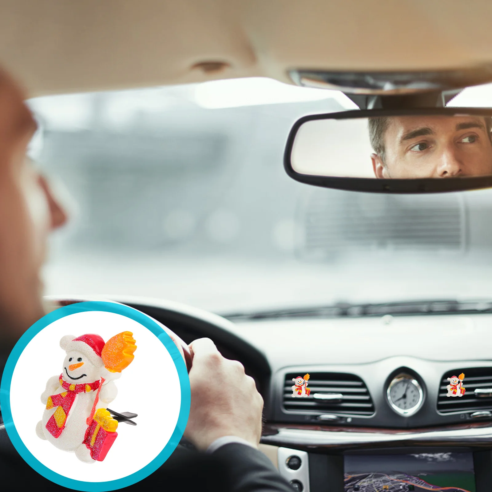 

Christmas Car Air Freshener Clip Scented Oil Vent Diffuser For Car Office Room Indoor Universal Fit Snowman Design Accessories