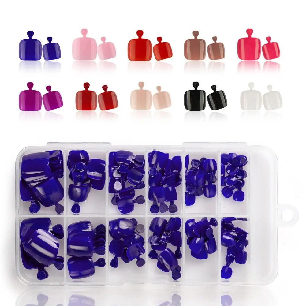 120 stks Hot Pure Kleur Druk op Teennagels Acryl Kunstmatige Nep Teennagel Nep Teennagels Vrouwen Teennagel Tips Valse Teennagel Tip ﻿
