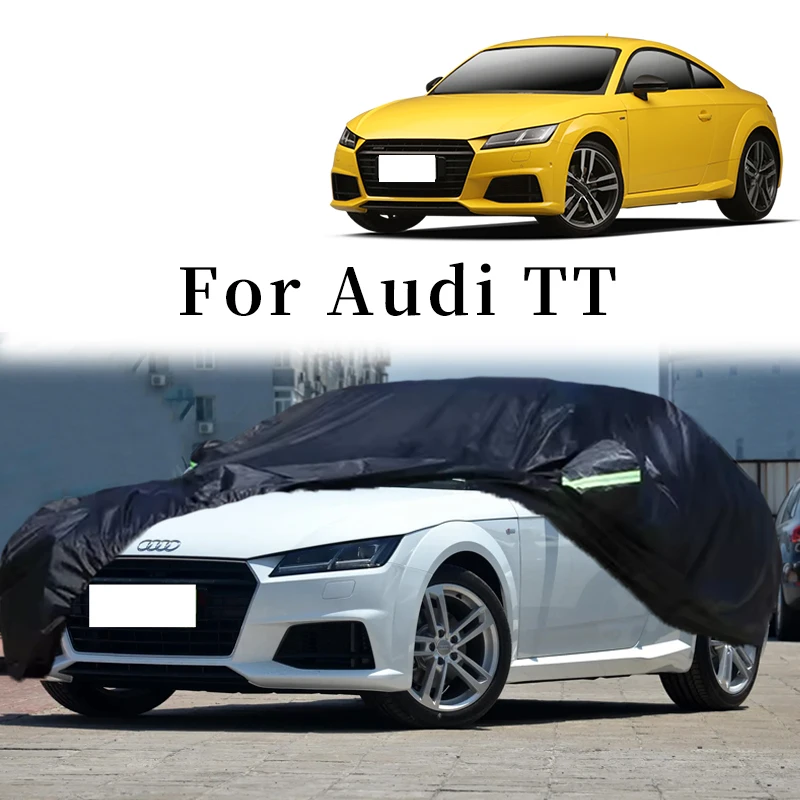 

For Audi TT Full Car Cover Outdoor Sun Uv Protection Dust Rain Snow Protective Anti-hail Black Auto Cover Car Accessories