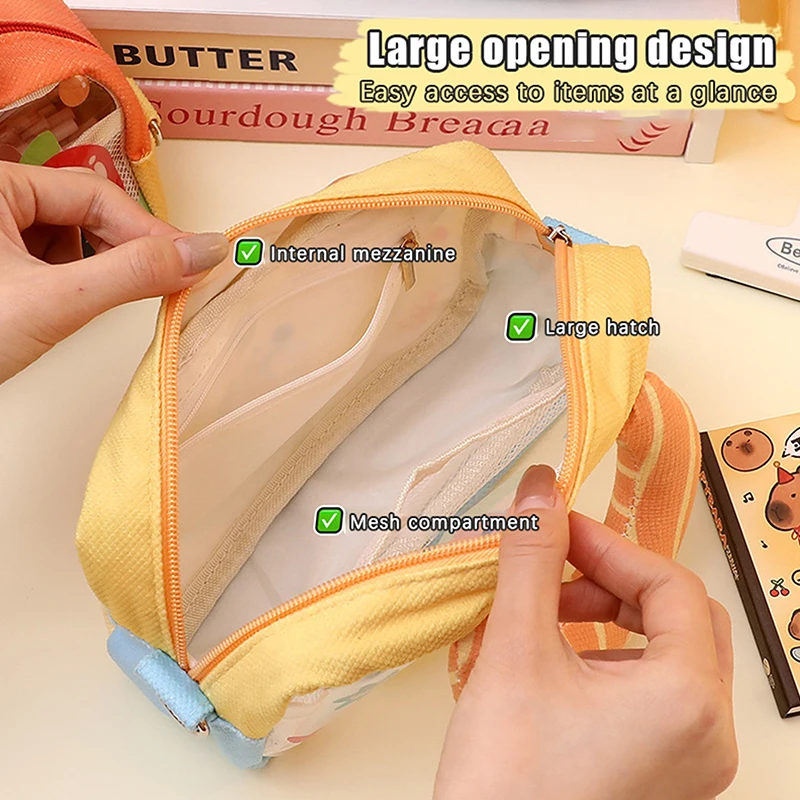 Kawaii Pencil Case Large Capacity Pen Bag With Handle Transparent Stationery Organizer Multifunctional Storage Bag Gifts