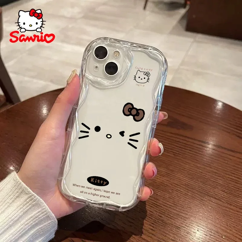 Sanrio 전화 케이스 Ins 스타일 단순 소녀 휴대 전화 쉘 키티 고양이 애니메이션 for Iphone Iphone 케이스 Cinnamoroll Gift