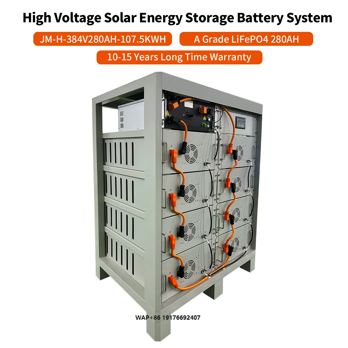 JM Wholesale 384V280Ah 384V 280Ah 107kWh Split Home LiFePO4 Solar Battery Pack High Voltage Lithium Cell CAN 10-Year Warranty