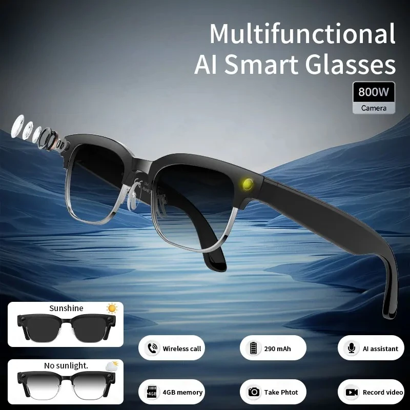 

AI Smart Glasses HD 800W Pixel Camera Video Recording Sport Sunglasses OpenAI Translation Voice Assistant Bluetooth Call glasses