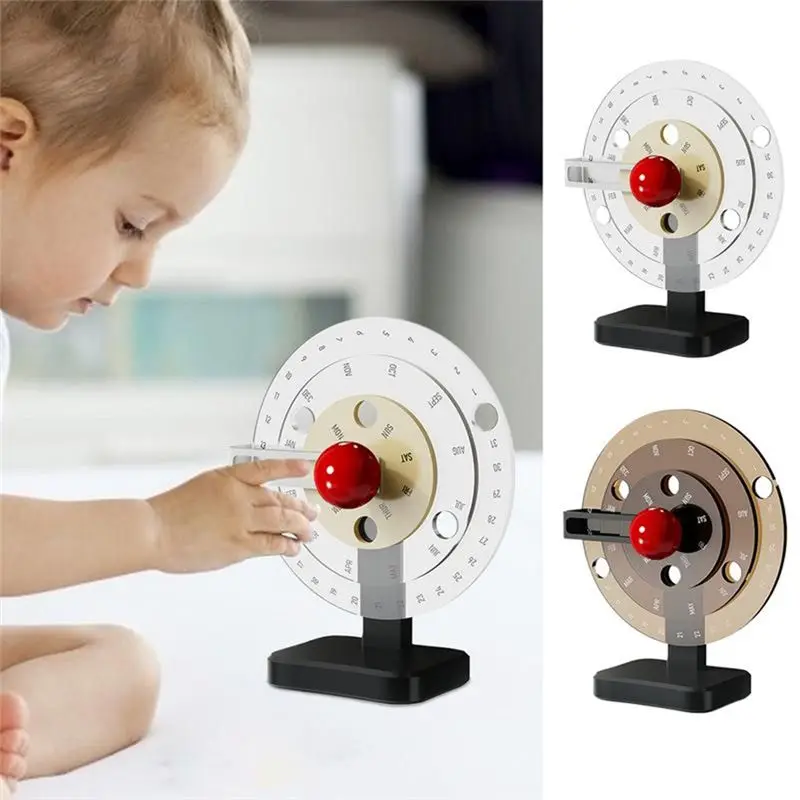 A29F-Kalender Acryl Disc Decor Tafelblad Kalender Nieuwigheid Eenvoudige Handmatige Roterende Kalender Desktop Decoratief