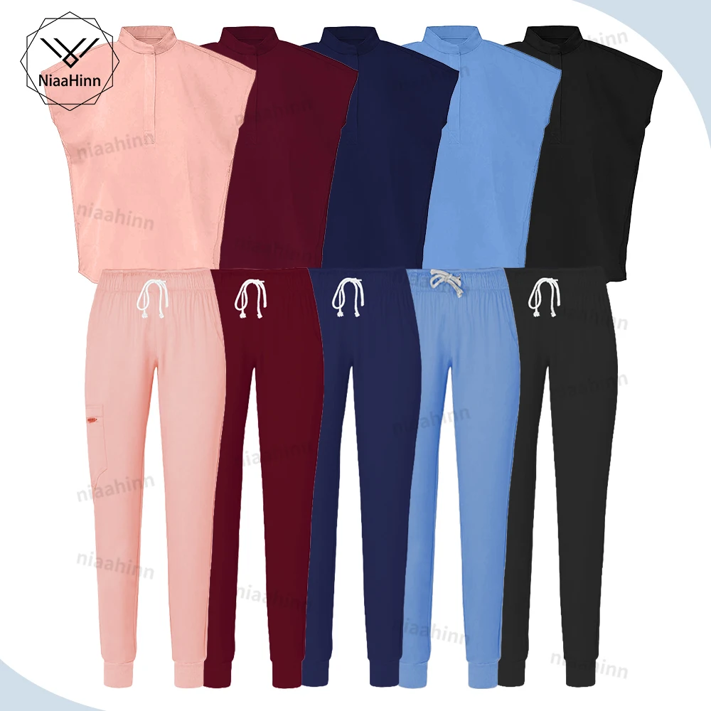 

Beauty Spa Uniform Beautician Nail Stylist Work Clothes Fashion Short Sleeved Top Pants Suit Medical Accessories Scrub Nurse Set