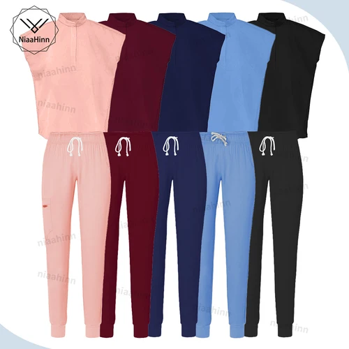 Uniforme de belleza para Spa, esteticista, estilista de uñas, ropa de trabajo, Top de manga corta, pantalones, traje, accesorios médicos, conjunto de enfermera exfoliante