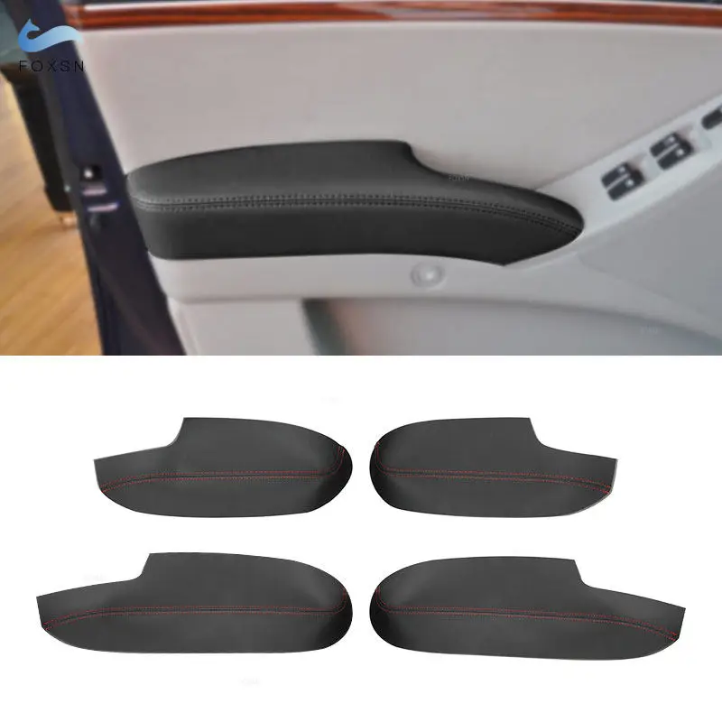 For Hyundai Veracruz 4pcs Microfiber Leather Interior Door Armrest Panel Cover Protective Trim with adhesive Tools