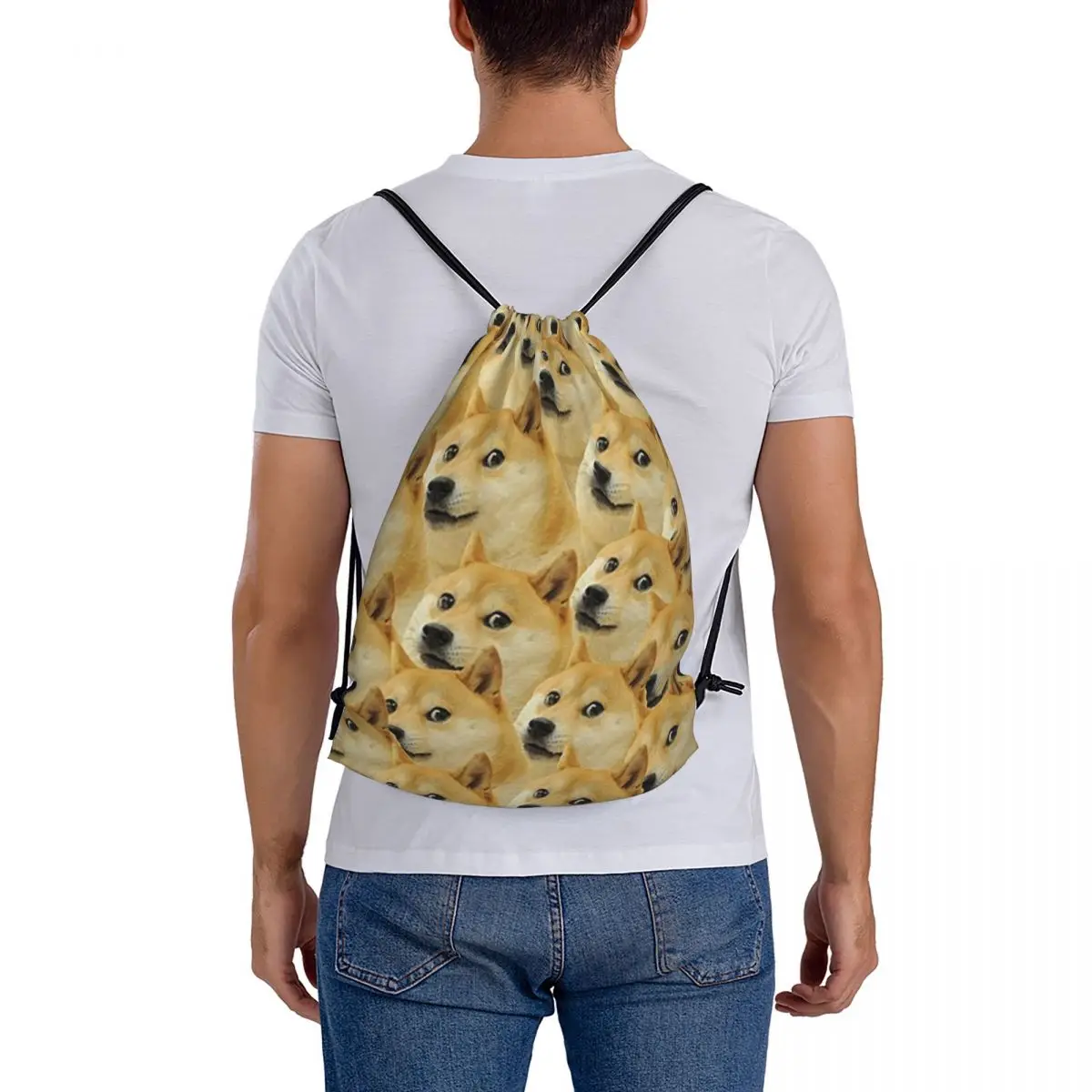 Doge Rucksäcke Mode tragbare Kordel zug Taschen Kordel zug Bündel Tasche Sporttasche Bücher taschen für Mann Frau Studenten