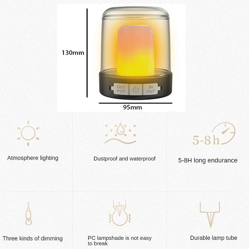 Outdoor Camping LED Flashlight Touch 3 Colors USB Rechargeable Portable LED Tent Lanterna Outdoor Portable Emergency Light Bulb
