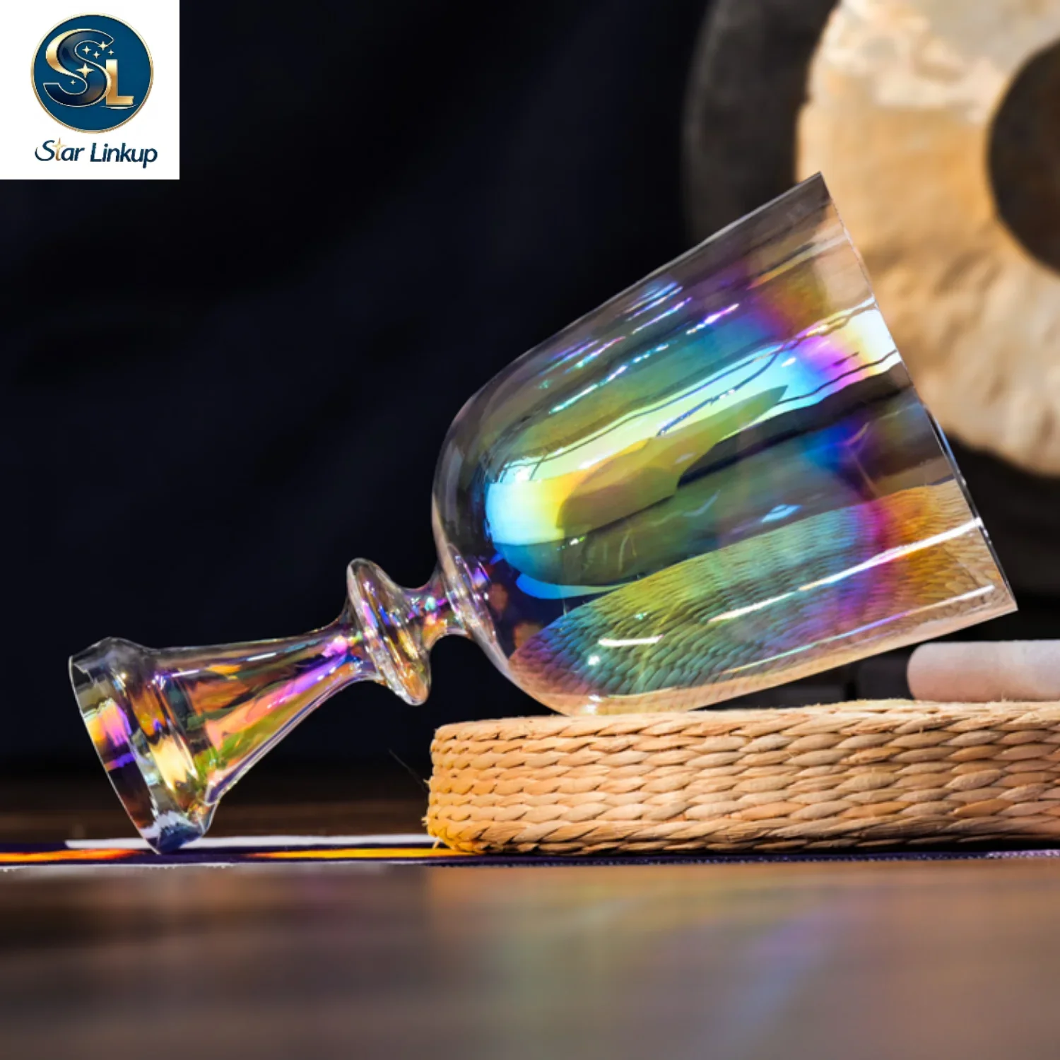 STAR LINKUP 5-6.5 Inch Rainbow Quartz Chalice Singing Bowl, Crystal Sound Healing Bowl for Yoga Meditation Chakra Balancing