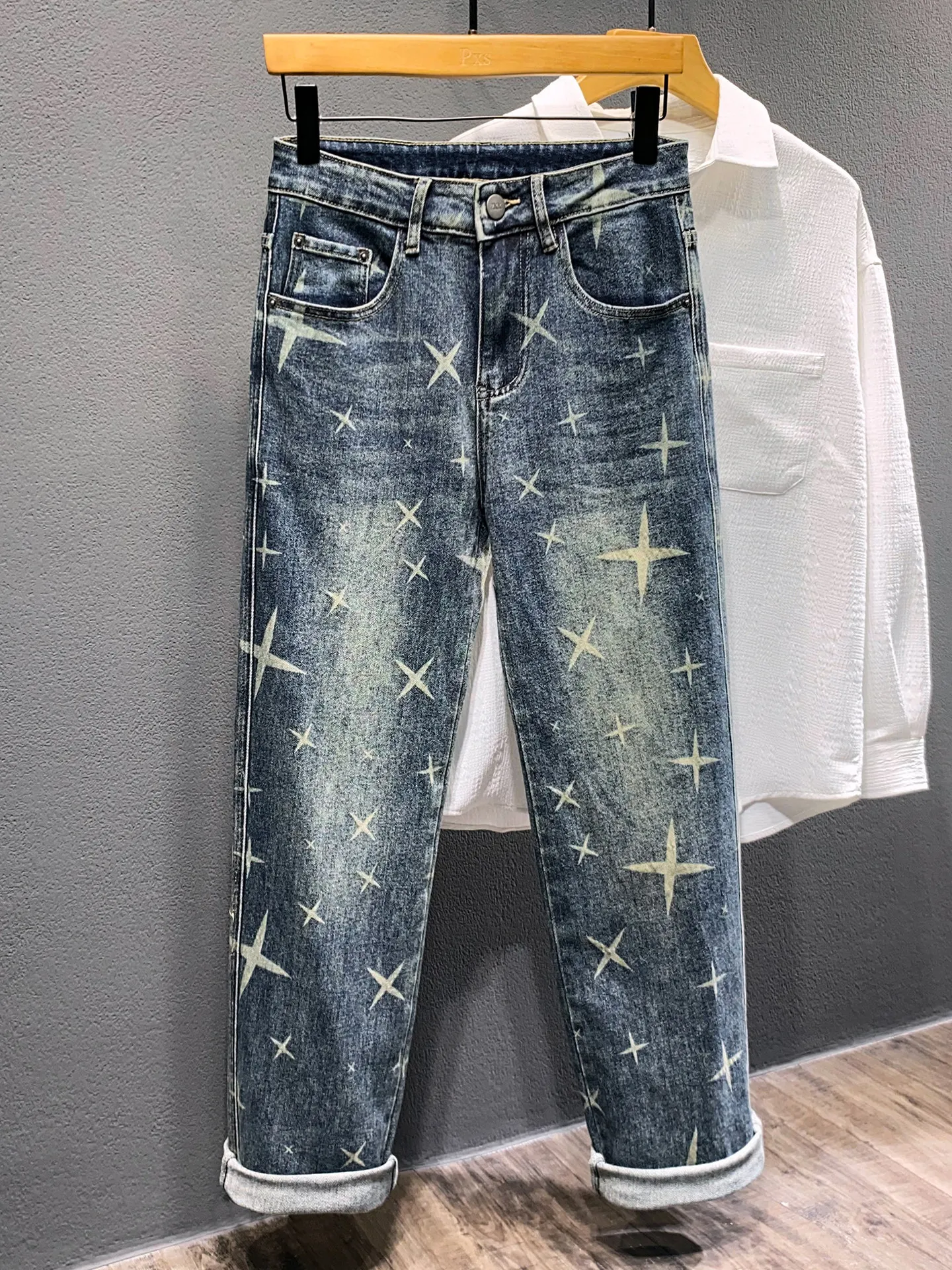 

Мужские джинсы Waed Denim: осенние, с принтом, в уличном стиле, эластичные, прямого кроя, длинные брюки, повседневные, комфортные, от другого бренда