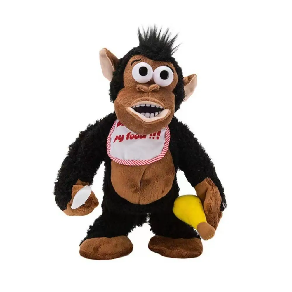 Chorando gorila macaco em movimento elétrico comendo banana coleção macaco magnético macio fofo guarda comida crianças