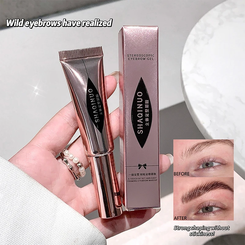 Gel de sobrancelha estereoscópico Gel de sobrancelha Sabonete modelador de sobrancelha selvagem Gel incolor transparente natural
