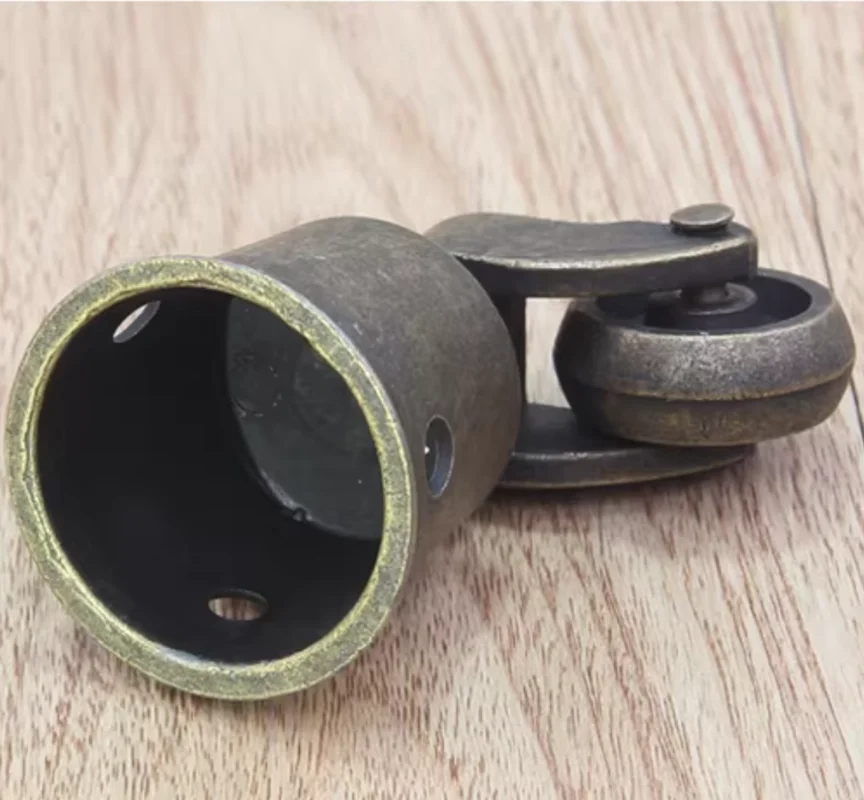 4Pcs Zinc Round Swivel Cup Caster Wheels Antique Bronze Gold Furniture Piano Wine Serving Trolley