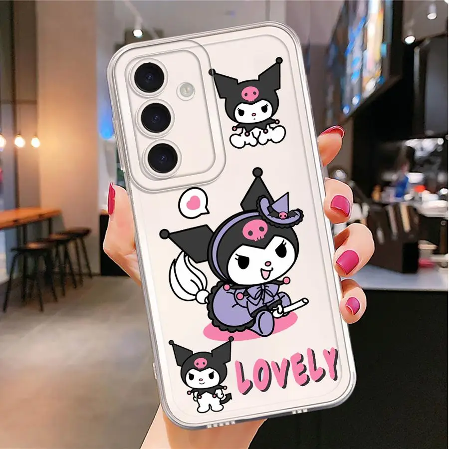 Custodia per telefono con cover trasparente per Samsung Galaxy A72 A05 A54 A56 A52 A50 A51 A73 A06 A53 A50 A03 A71 A04 A31 A02 A55 Sanrio Kuromi