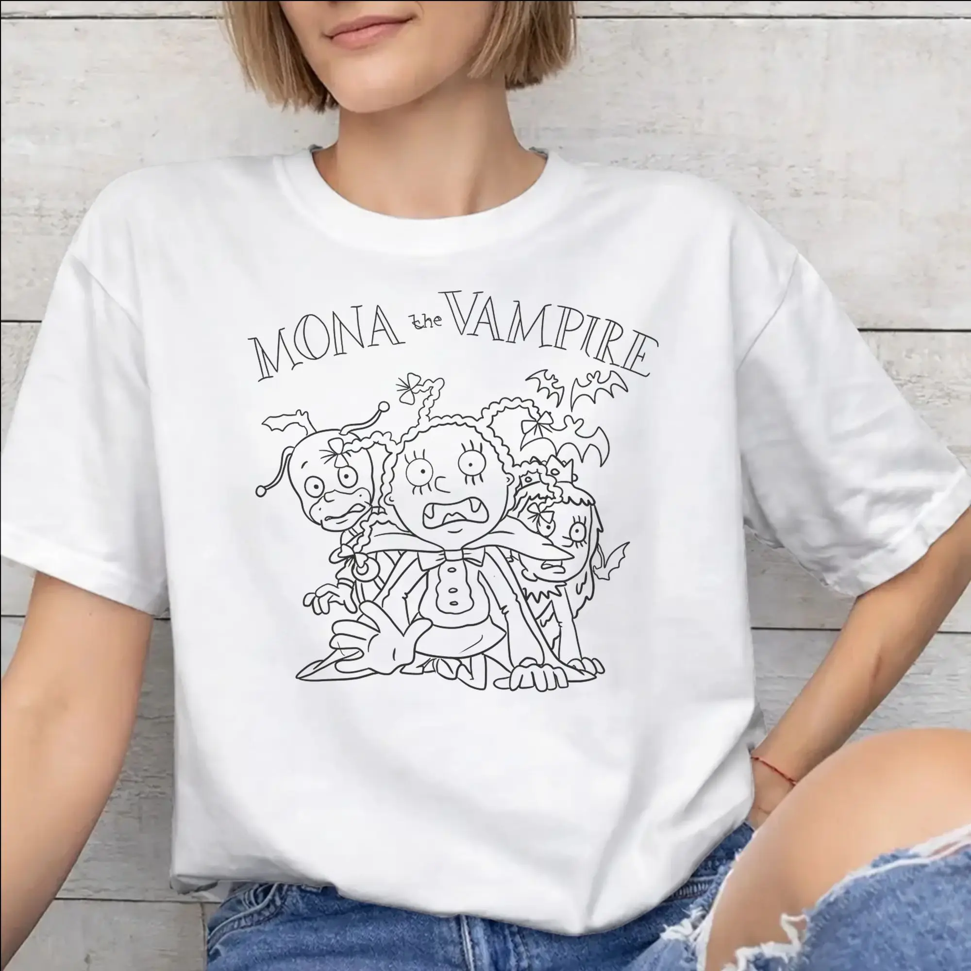New Arrival Mona The Vampire Anime T Shirt For Unisex  100% Cotton T-shirts Short Sleeve Tops