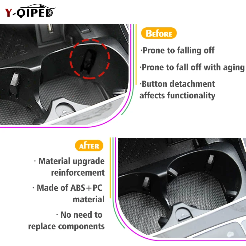 Car styling center console beverage cup holder buckle for Mercedes Benz W205 W253 W213 W447 C180 C200 GLC260 E260 E300L