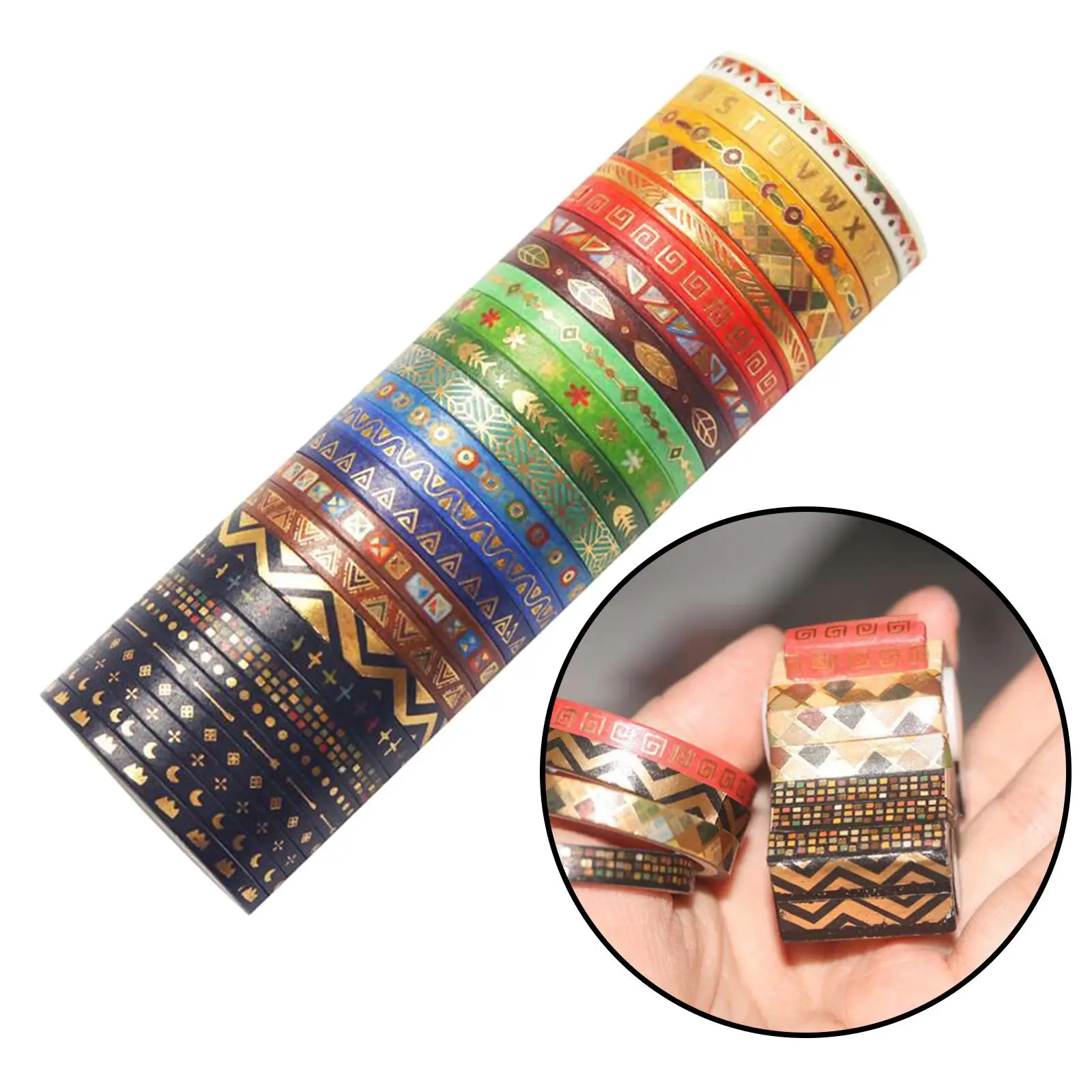 26 Rolls Gold Washi Tape Set, Washi Masking Decorative Tapes for Planners Festival/Party Supplies