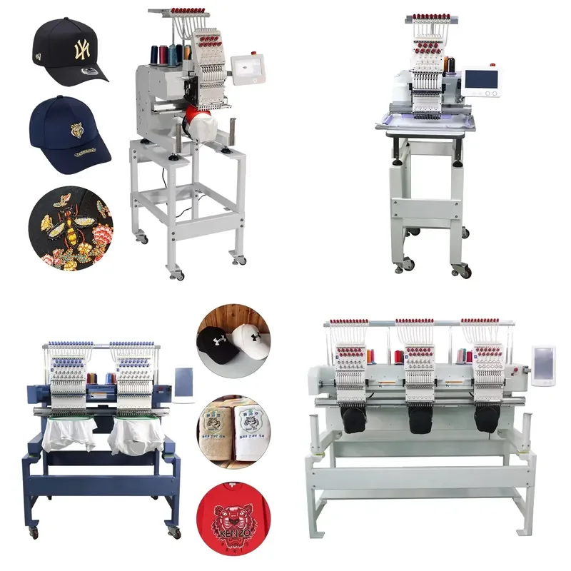 1-4 Head Single Flat Head Computer Embroidery Machine for Clothing Pillow Towel Bag T-Shirt Hat Monogram Sewing Equipment