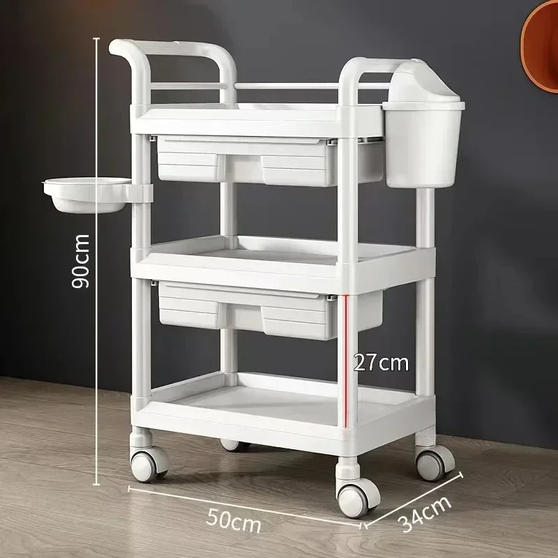 Minimalist Nordic Rolling Tool Salon Trolley Hairdresser Manicure Trolley Cosmetic Storage Beauty Furniture