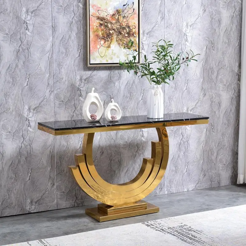 Postmodern light luxury entrance platform stainless steel titanium creative entrance cabinet aisle corridor marble entrance