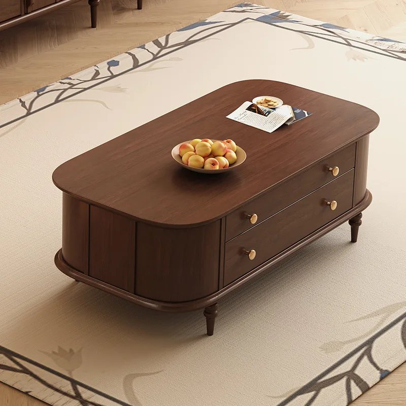 Nordic Vintage Black Premium Solid Wood Rectangular Table – Multifunctional Storage Coffee & Side Table for Living Room