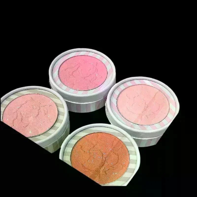 HERORANGE Dimensional Embossed Blush Fine Powder Monochrome Smooth Matte Shimmer Retro Almonds Blusher Rouge Enhancing Makeup