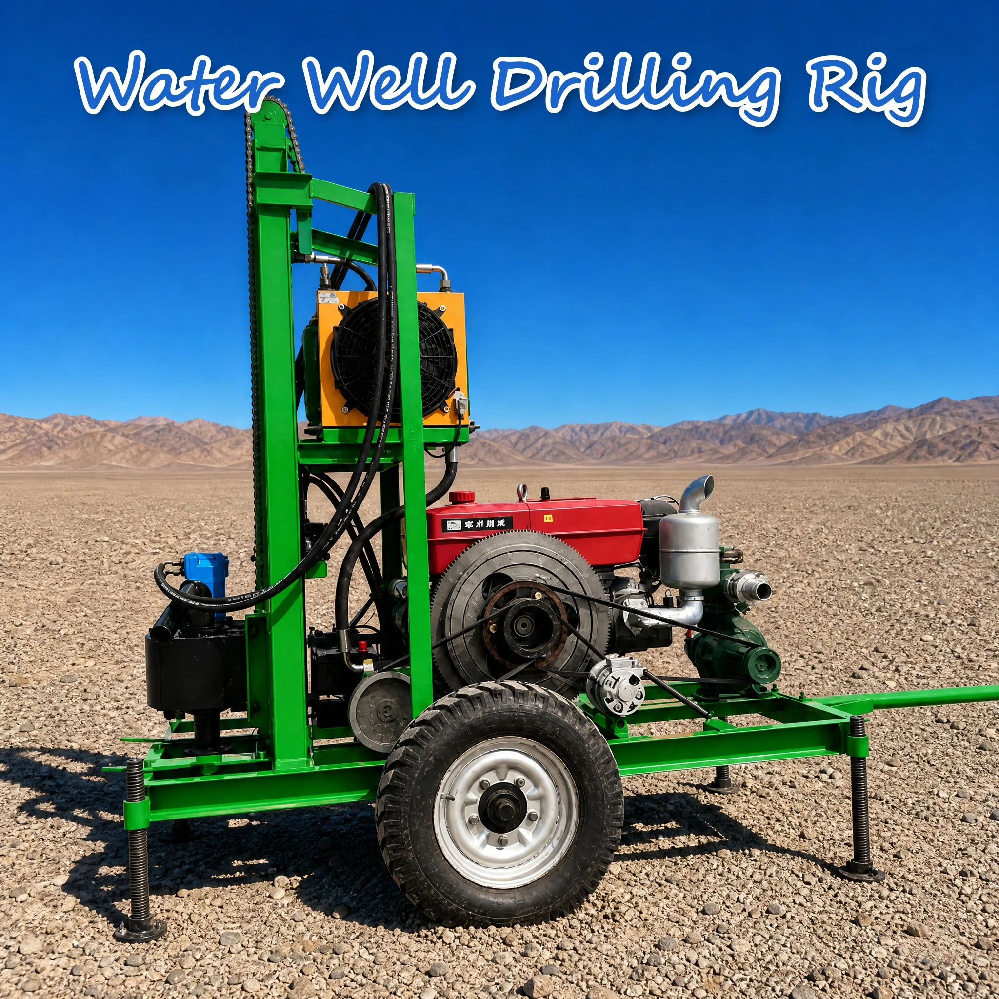 Customized Tire Mounted Powered by Diesel Hydraulic Powered Well Drilling Rig 22HP to 35HP One Man Operation for Farm Use