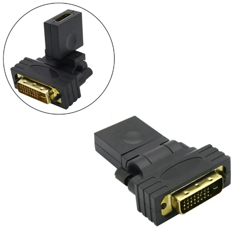 DVI To -Compatible Adapter Male To Female 360 Degree Rotating Swivel For HDTV, Video Card