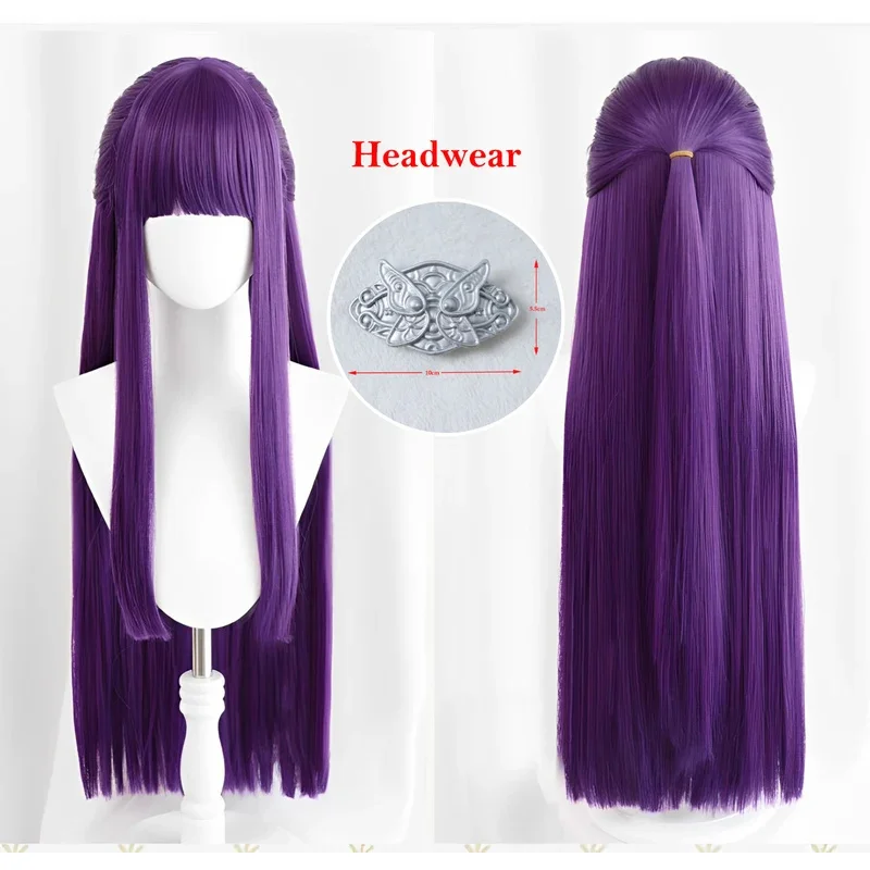 DY20Peluca de Cosplay de helecho de alta calidad, pelucas rectas de color morado oscuro de Anime, pelo sintético resistente al calor, pelucas de juego de rol de Halloween 25